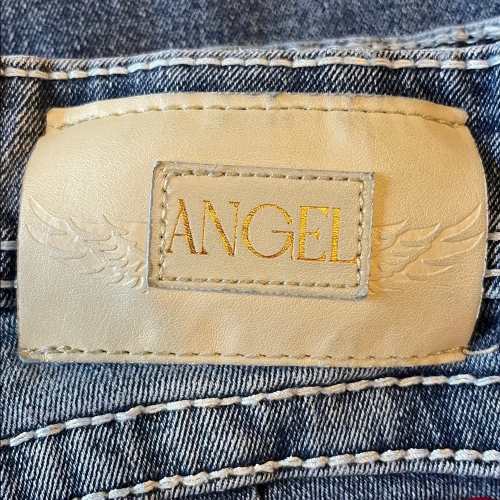 Angel Y2K Boho Chic Retro Flare Rhinestone Sequin Embellished Jeans, Sz 5 (2/4) - Picture 8 of 12